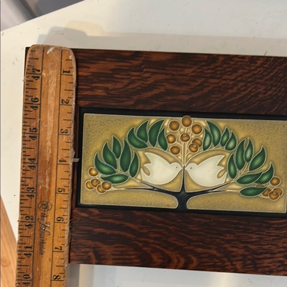 STUNNING wooden Framed Ceramic Tile Art with birds doves and trees by Motawi - Picture 14 of 14